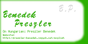 benedek preszler business card